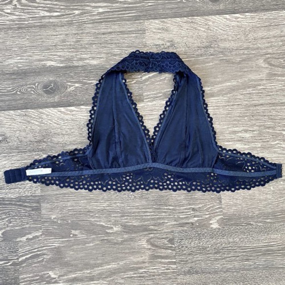 Halter Bralette- Navy Stretch Lace- Multiple Sizes - Picture 7 of 9